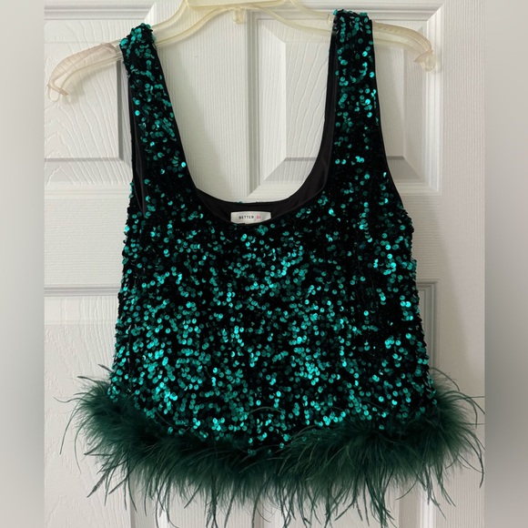 adorable green sequin crop top perfect for reputation taylor swift! L - Picture 1 of 2